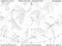 Mappa del cielo del mese di Maggio 2013 - Visuale orizzonte Nord, mappa in bianco e nero (per la stampa)
