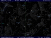 Mappa del cielo del mese di Maggio 2013 - Visuale orizzonte Zenit, mappa a colori