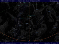 Mappa del cielo del mese di Settembre 2013 - Visuale orizzonte Est, mappa a colori