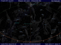 Mappa del cielo del mese di Agosto 2013 Mappa del cielo del mese di Agosto 2013 - Visuale orizzonte Est, mappa a colori