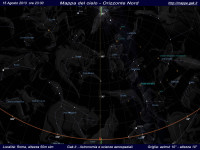 Mappa del cielo del mese di Agosto 2013 Mappa del cielo del mese di Agosto 2013 - Visuale orizzonte Nord, mappa a colori