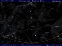 Mappa del cielo del mese di Agosto 2013 Mappa del cielo del mese di Agosto 2013 - Visuale orizzonte Ovest, mappa a colori