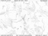 Mappa del cielo del mese di Agosto 2013 Mappa del cielo del mese di Agosto 2013 - Visuale orizzonte Zenit, mappa in bianco e nero (per la stampa)
