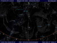 Mappa del cielo del mese di Dicembre 2013 Mappa del cielo del mese di Dicembre 2013 - Visuale orizzonte Nord, mappa a colori