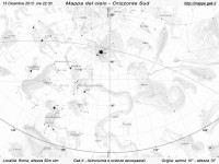 Mappa del cielo del mese di Dicembre 2013 Mappa del cielo del mese di Dicembre 2013 - Visuale orizzonte Sud, mappa in bianco e nero (per la stampa)