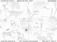 Mappa del cielo del mese di Dicembre 2013 Mappa del cielo del mese di Dicembre 2013 - Visuale orizzonte Zenit, mappa in bianco e nero (per la stampa)