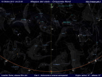Mappa del cielo del mese di Ottobre 2013 Mappa del cielo del mese di Ottobre 2013 - Visuale orizzonte Nord, mappa a colori