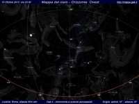 Mappa del cielo del mese di Ottobre 2013 Mappa del cielo del mese di Ottobre 2013 - Visuale orizzonte Ovest, mappa a colori
