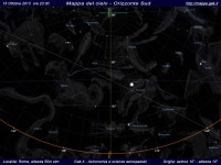 Mappa del cielo del mese di Ottobre 2013 Mappa del cielo del mese di Ottobre 2013 - Visuale orizzonte Sud, mappa a colori